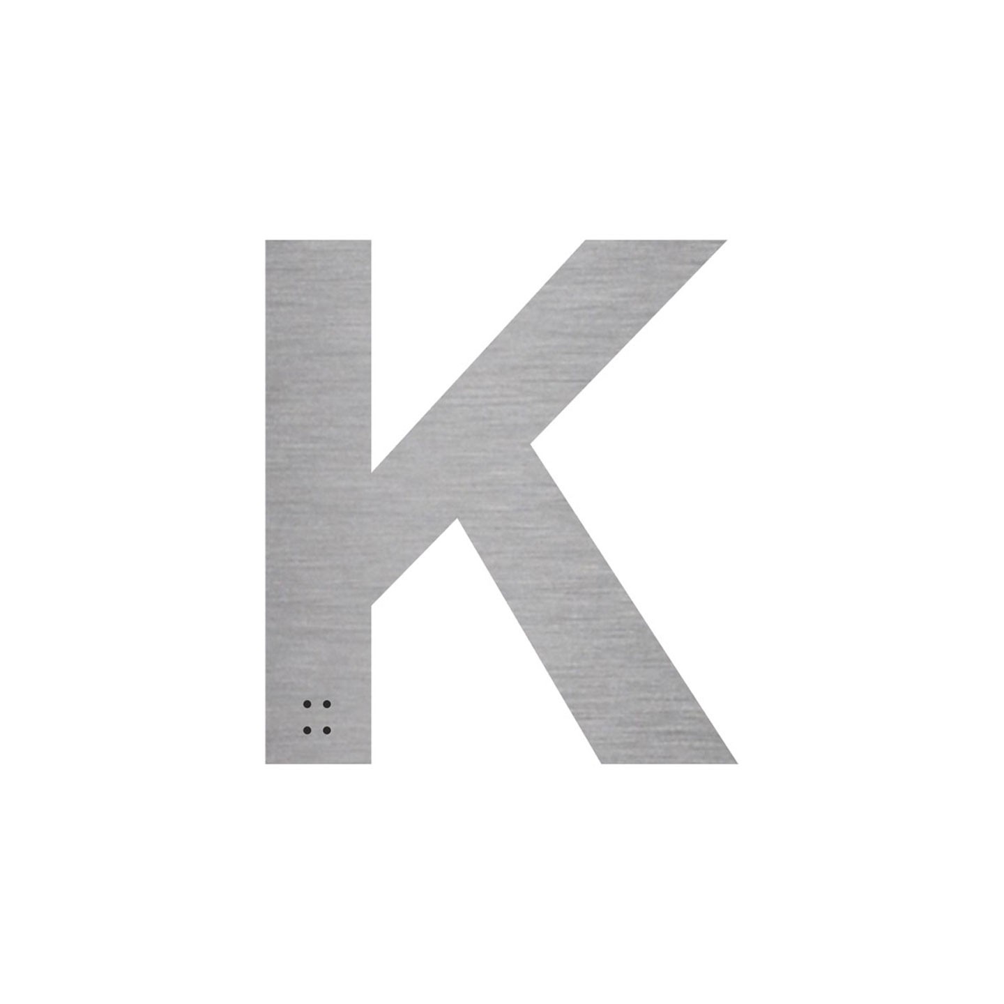 Lettre "K" + braille en aluminium découpé