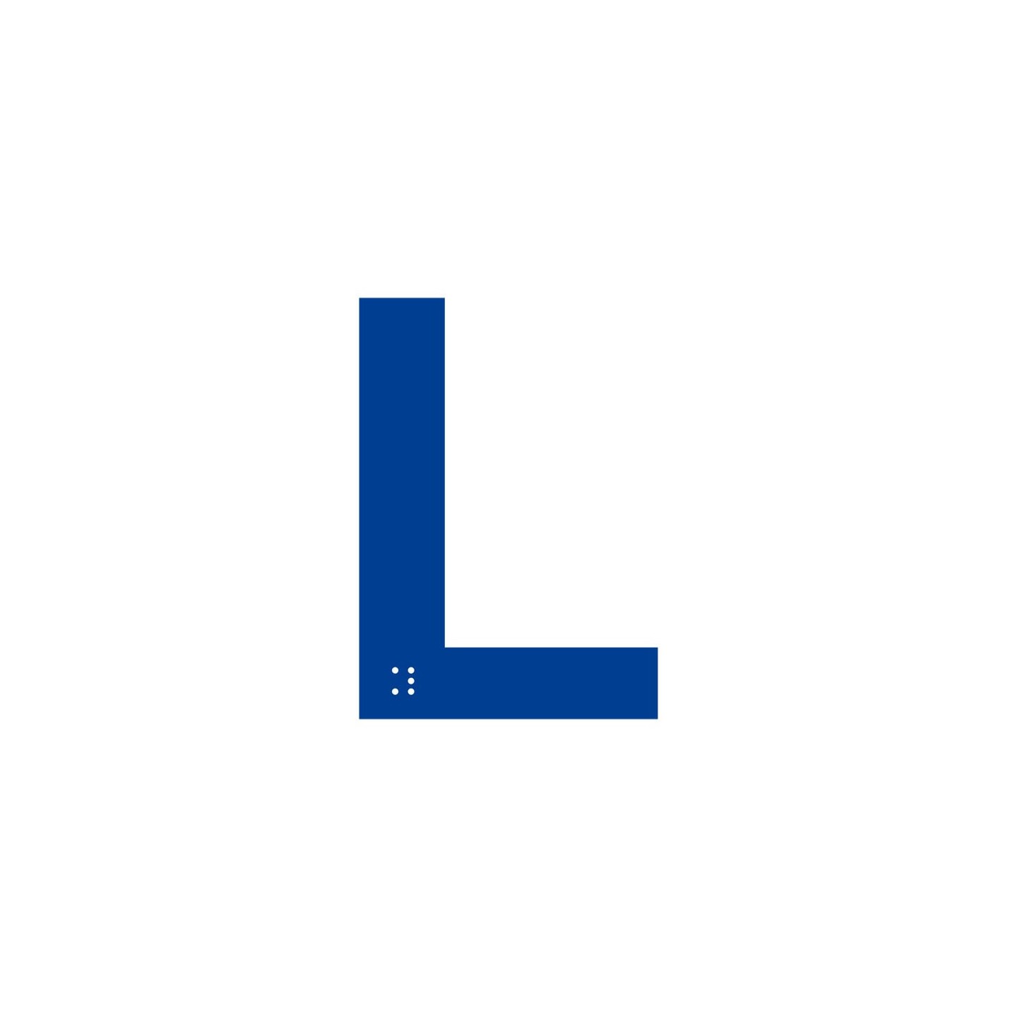 Lettre "L" + braille en aluminium découpé