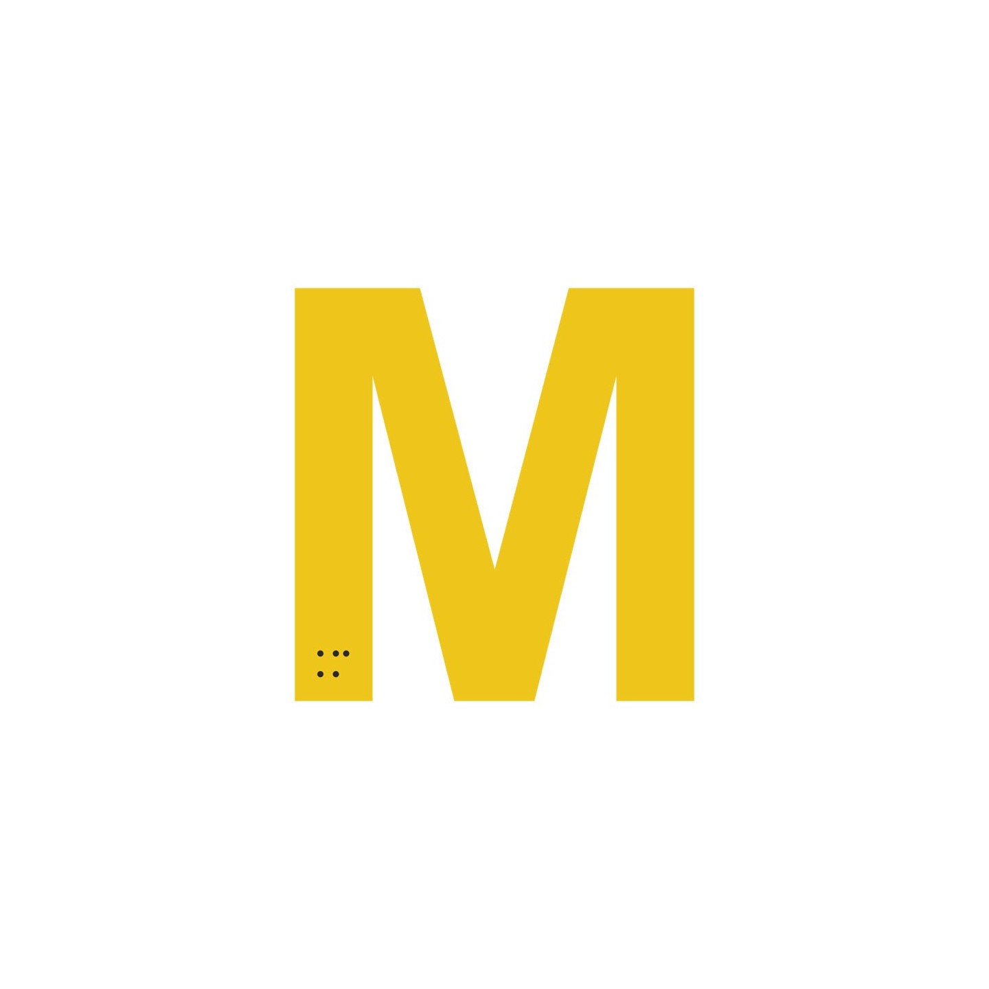  Lettre "M" + braille en aluminium découpé