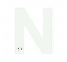 Lettre "N" + braille en aluminium découpé 100mm ou 150mm de haut