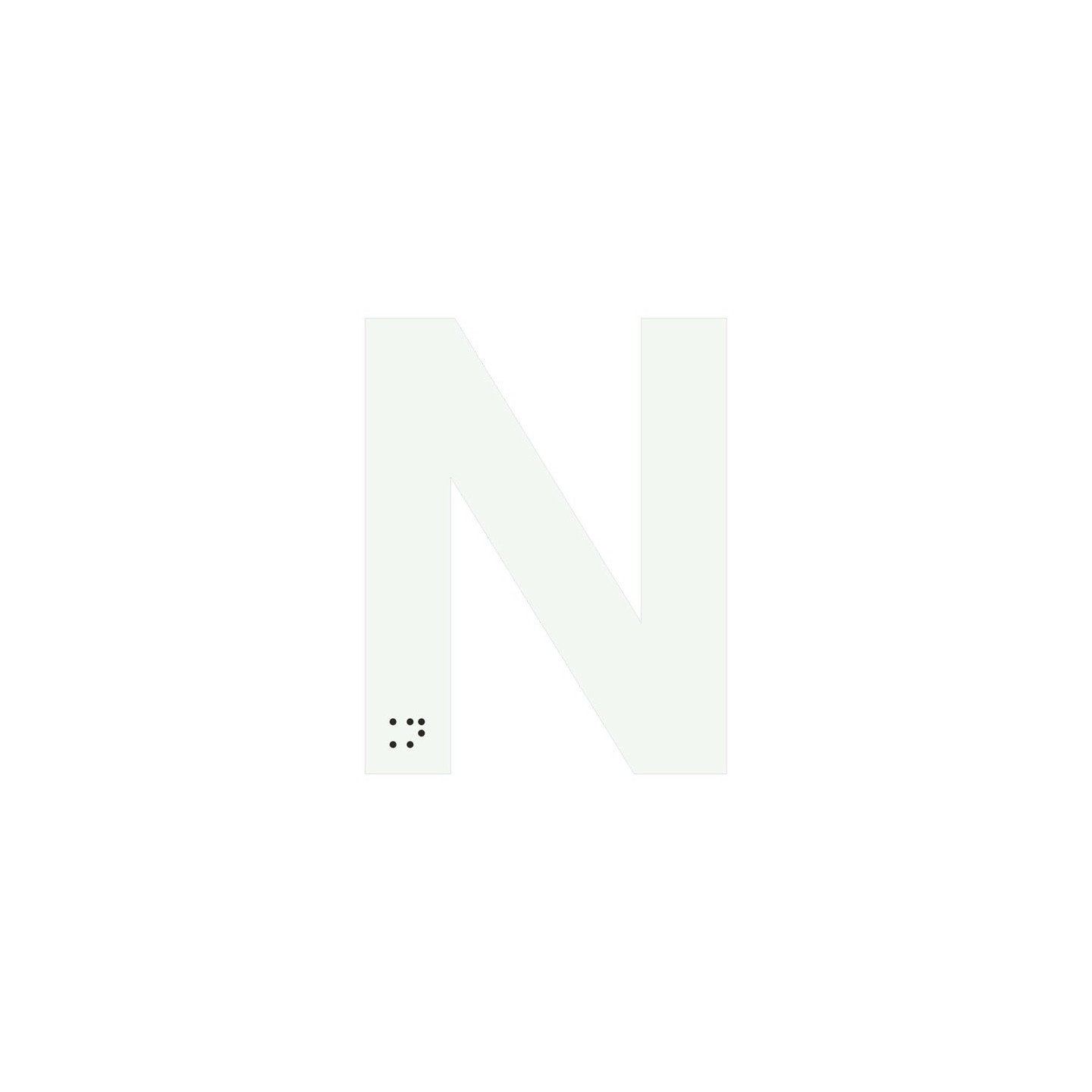Lettre "N" + braille en aluminium découpé