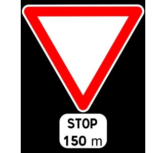 Panneau routier "Cédez le passage - Stop à 150m" AB5