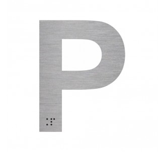 Lettre "P" + braille en aluminium découpé