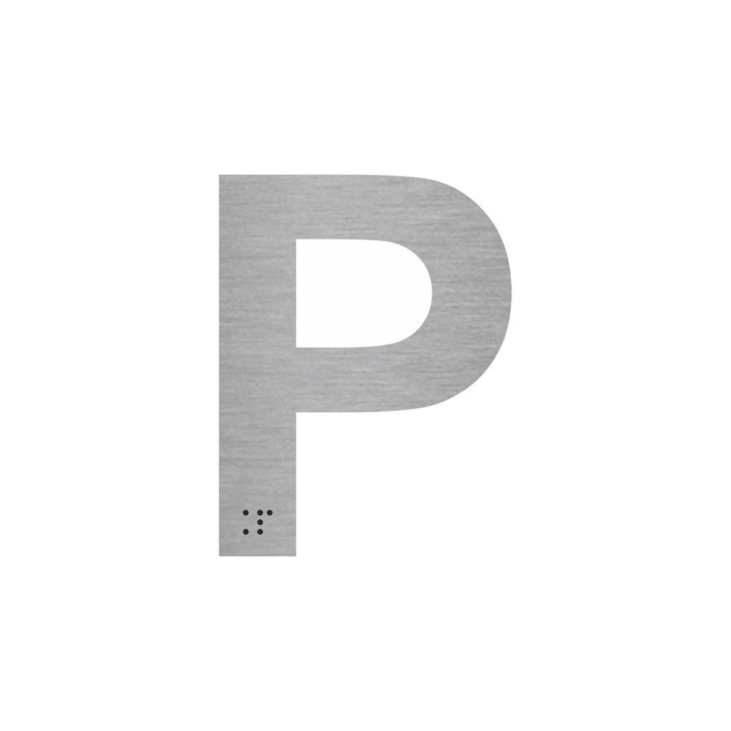 Lettre "P" + braille en aluminium découpé