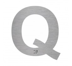 Lettre "Q" + braille en aluminium découpé 100mm ou 150mm de haut