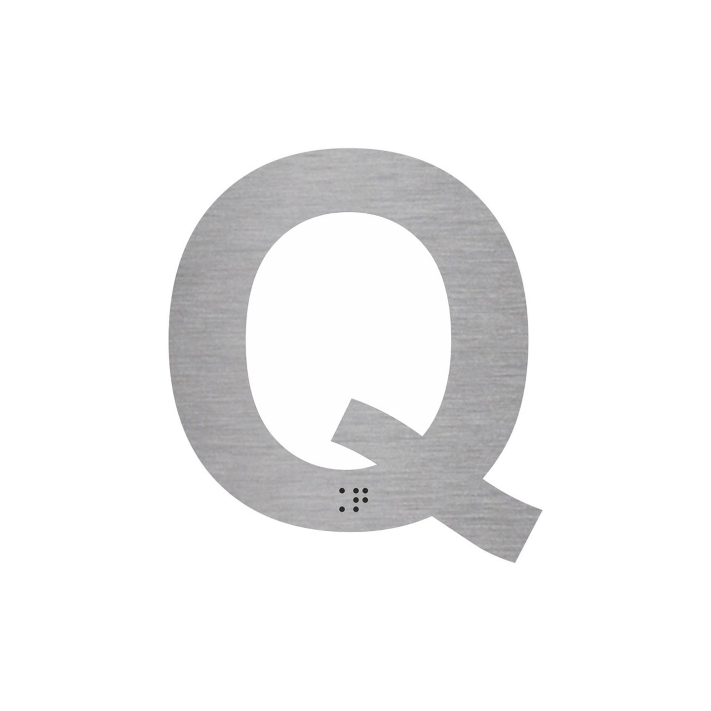 Lettre "Q" + braille en aluminium découpé 