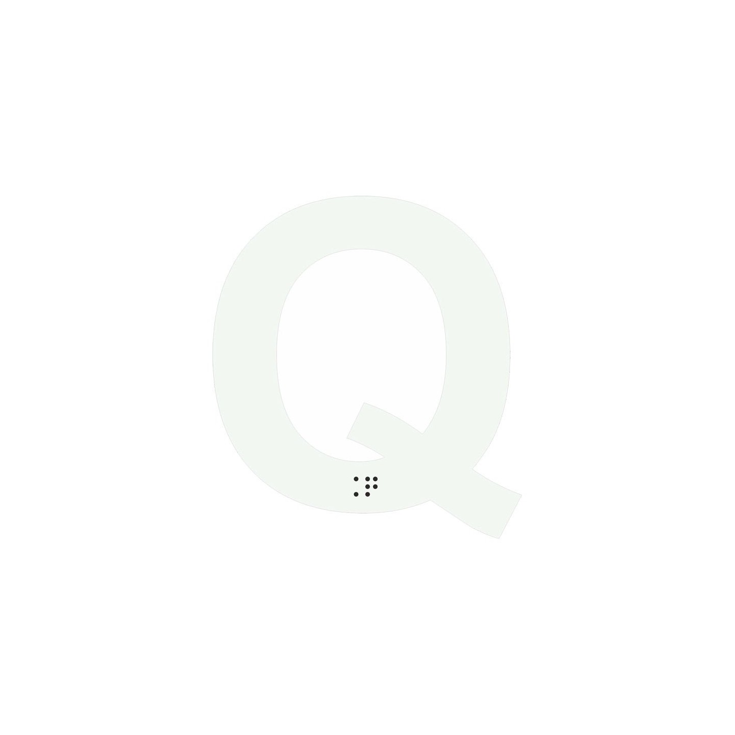 Lettre "Q" + braille en aluminium découpé 