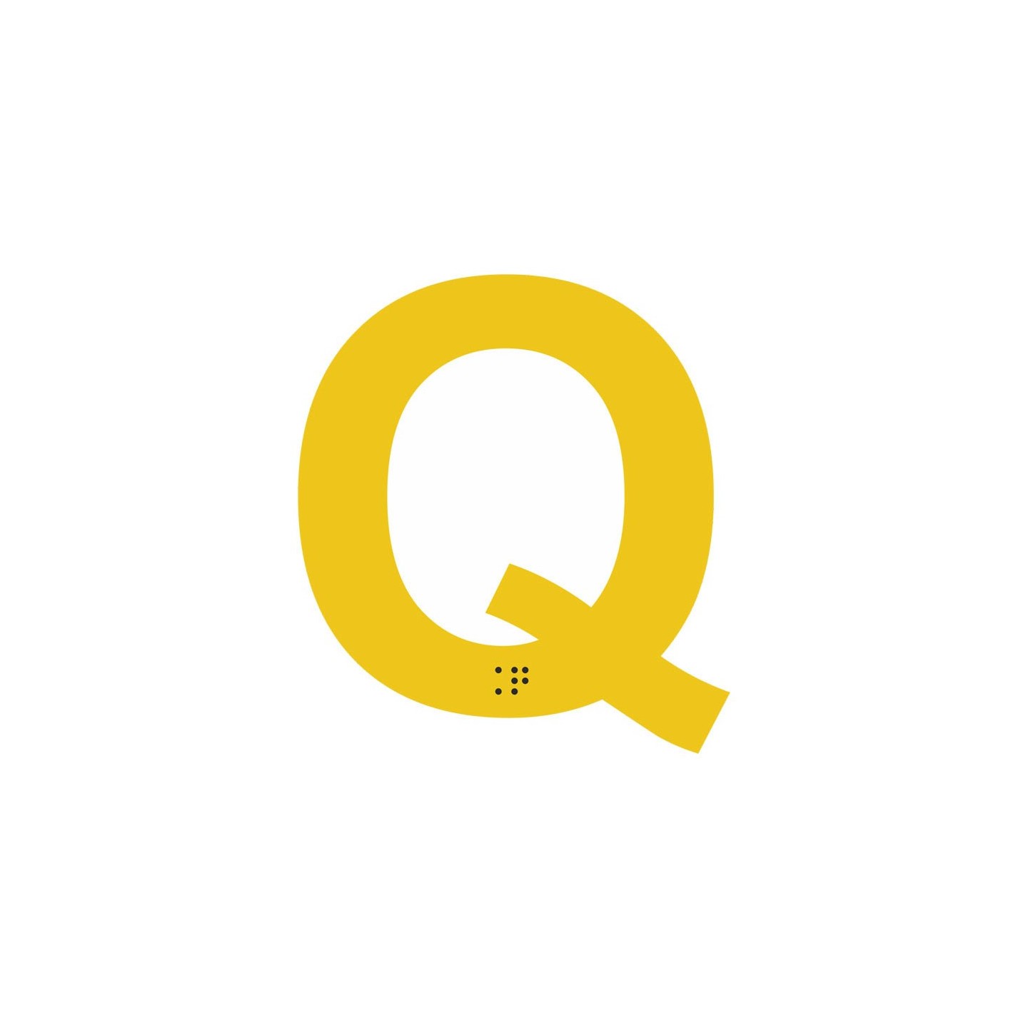 Lettre "Q" + braille en aluminium découpé 