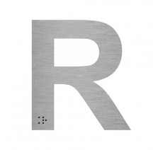 Lettre "R" + braille en aluminium découpé 100mm ou 150mm de haut