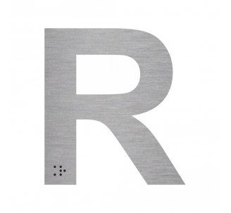 Lettre "R" + braille en aluminium découpé