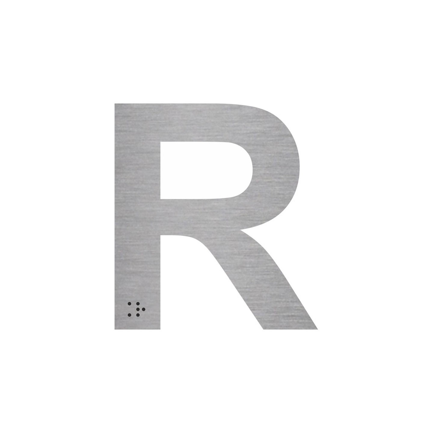 Lettre "R" + braille en aluminium découpé