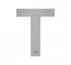 Lettre "T" + braille en aluminium découpé 