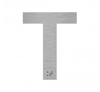 Lettre "T" + braille en aluminium découpé 