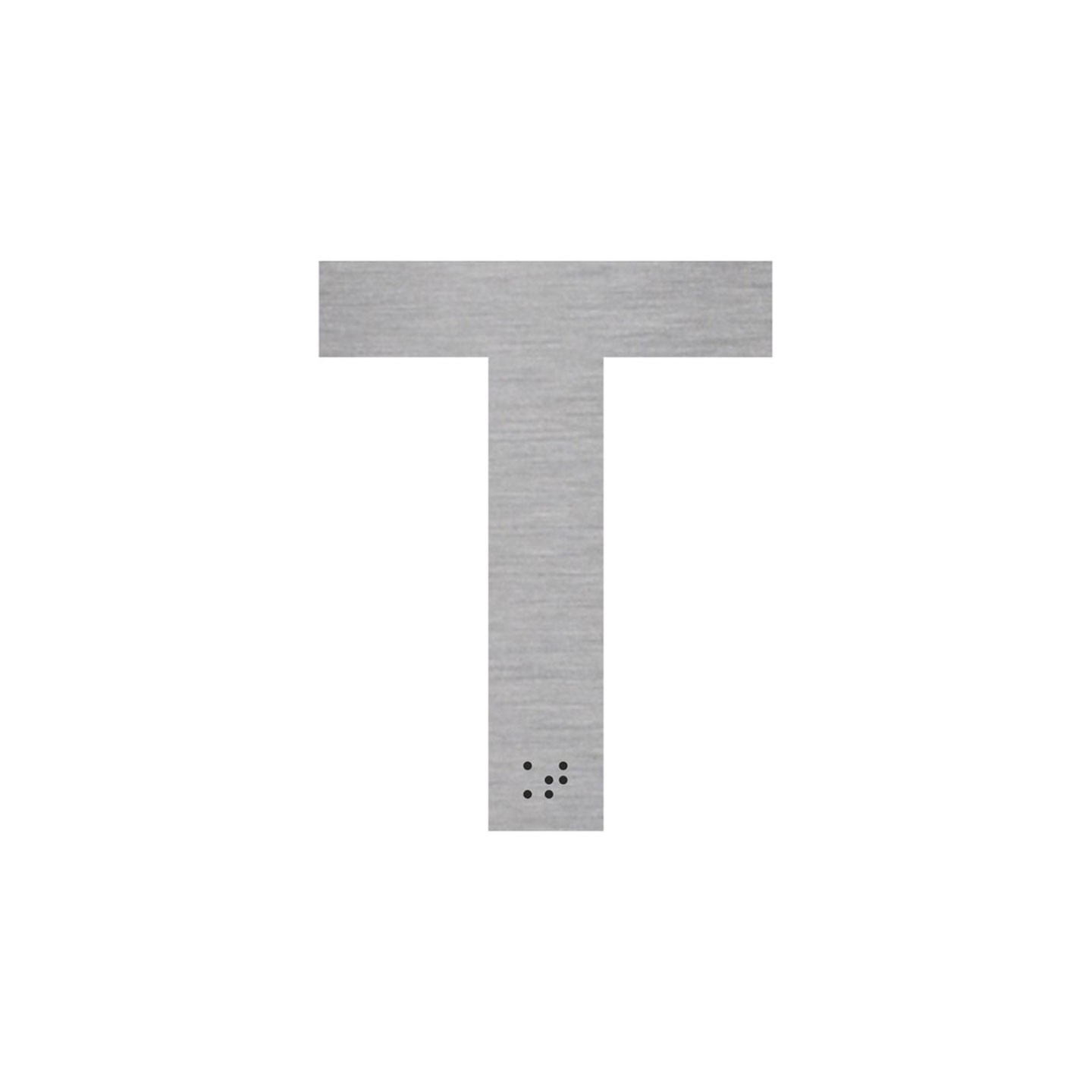 Lettre "T" + braille en aluminium découpé 