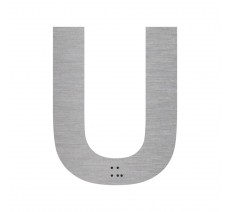 Lettre "U" + braille en aluminium découpé 100mm ou 150mm de haut