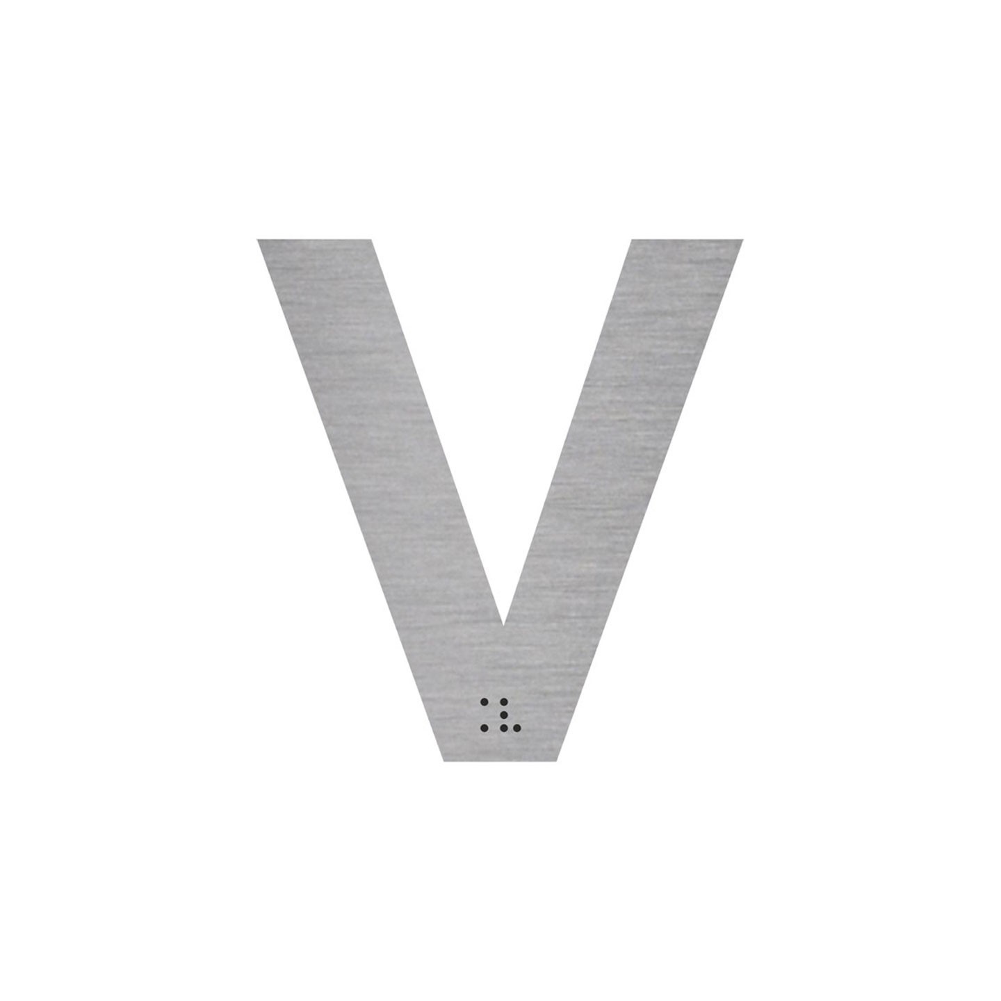 Lettre "V" + braille en aluminium découpé 