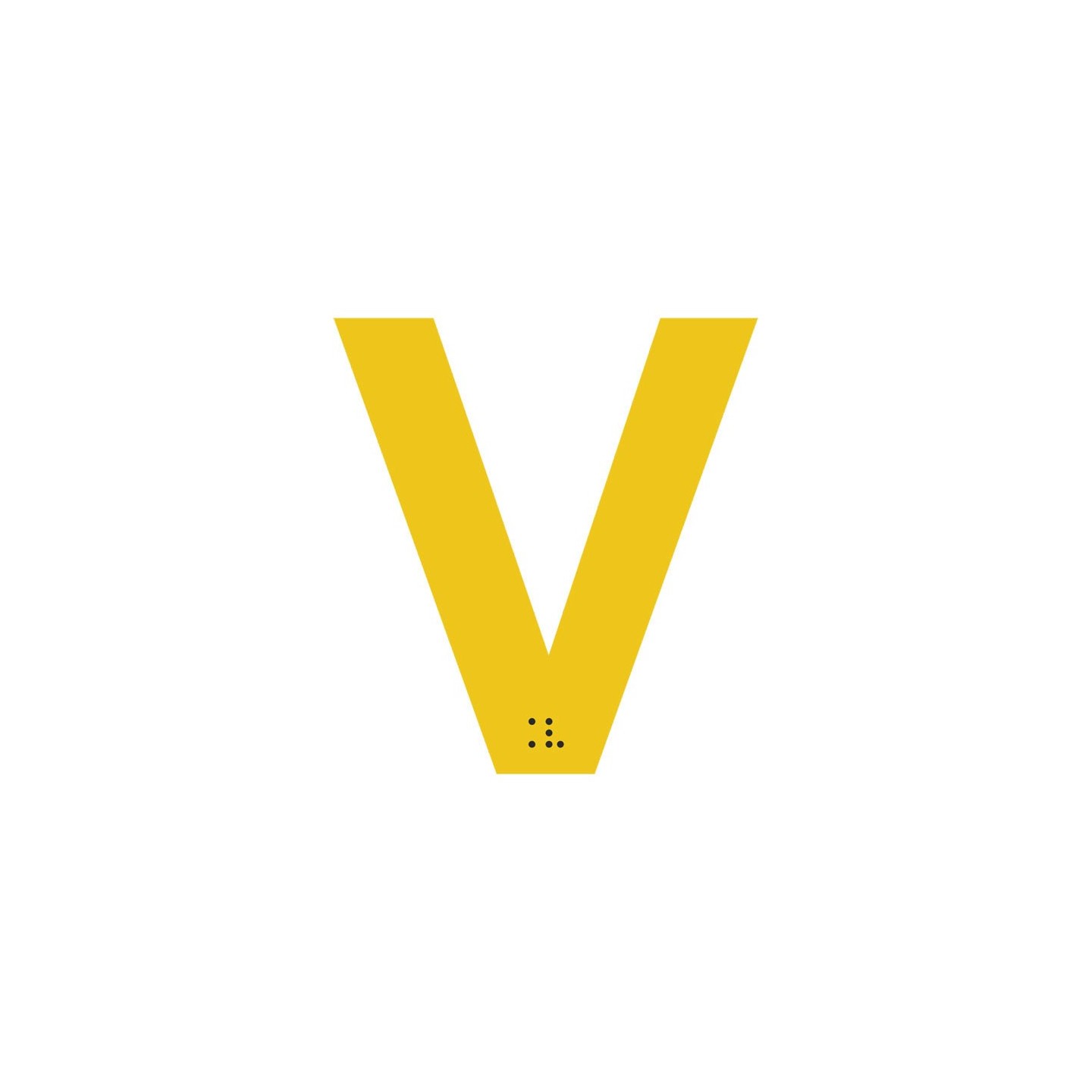 Lettre "V" + braille en aluminium découpé 