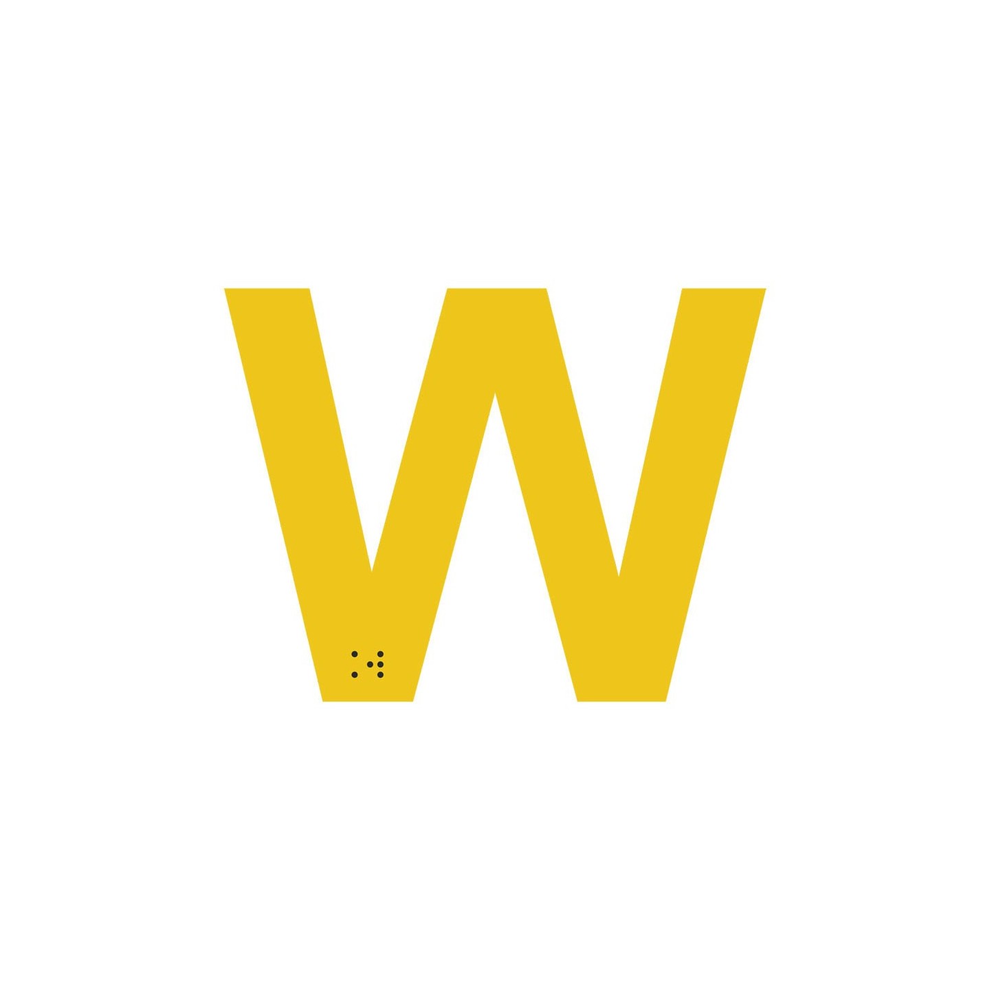 Lettre "W" + braille en aluminium découpé 