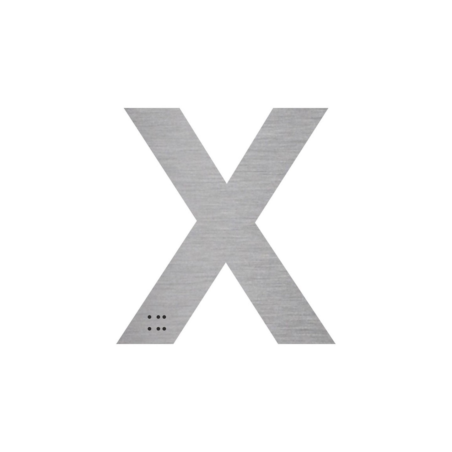 Lettre "X" + braille en aluminium découpé