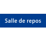 Plaque de porte rectangulaire "salle de repos" bleu