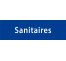 Plaque de porte rectangulaire "sanitaires" bleu