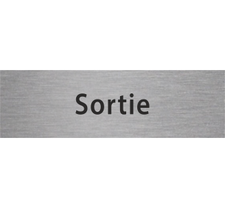 Plaque de porte rectangulaire "sortie" argent