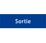 Plaque de porte rectangulaire "sortie" bleu