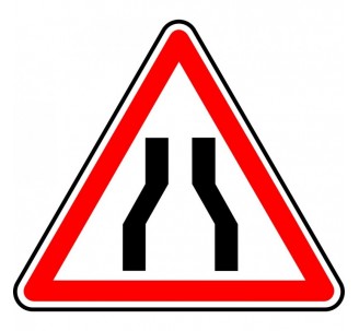 Panneau routier "Chaussée rétrécie" A3