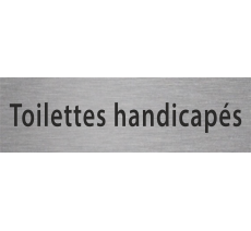 Plaque de porte rectangulaire "toilettes handicapés" argent