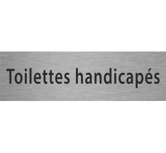 Plaque de porte rectangulaire "toilettes handicapés" argent