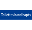 Plaque de porte rectangulaire "toilettes handicapés" bleu