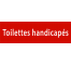 Plaque de porte rectangulaire "toilettes handicapés" rouge