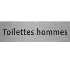 Plaque de porte rectangulaire "toilettes hommes" argent