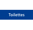 Plaque de porte rectangulaire "toilettes" bleu
