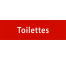 Plaque de porte rectangulaire "toilettes" rouge