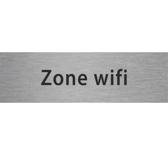 Plaque de porte rectangulaire "zone Wi-Fi" argent