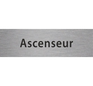 Plaque de porte rectangulaire "ascenseur" argent