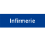 Plaque de porte rectangulaire "infirmerie" bleu