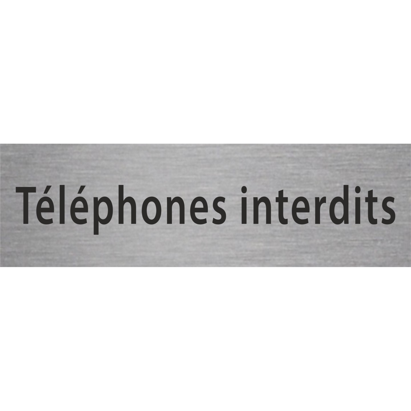 Plaque de porte rectangulaire "téléphones interdits" argent