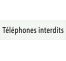 Plaque de porte rectangulaire "téléphones interdits" blanc