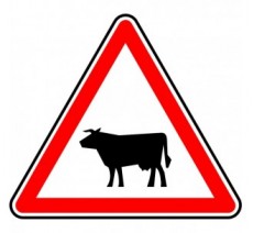 Panneau routier "Passage d'animaux" A15a1
