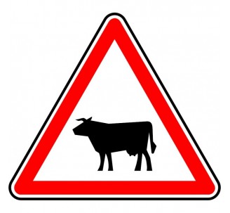 Panneau routier "Passage d'animaux" A15a1