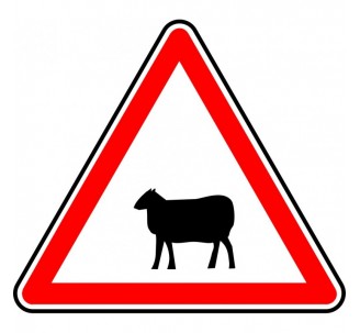 Panneau routier "Passage d'animaux" A15a2