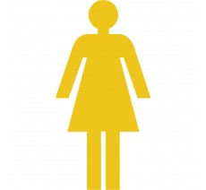 Plaque porte picto découpé "Toilettes femmes", pvc ou alu, 5 couleurs au choix