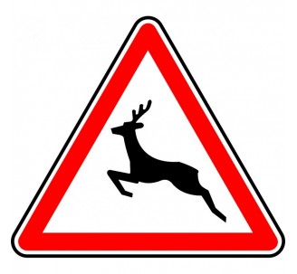 Panneau routier "Passage d'animaux sauvages" A15b