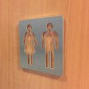 Plaque porte picto alu brossé pochoir Toilettes femme
