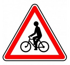 Panneau routier "Débouché de cyclistes" A21