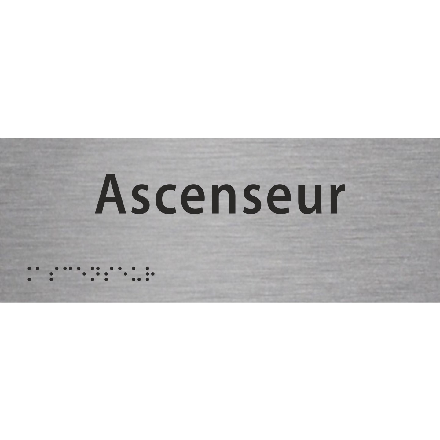 Plaque porte braille ascenseur argent