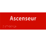 Plaque porte braille ascenseur rouge