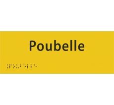 Plaque de porte avec braille et relief "Poubelle"